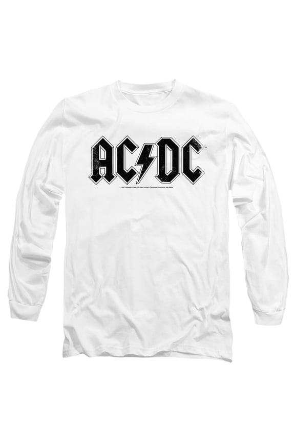 AC/DC Logo Raglan Unisex Adult Long-Sleeve T-Shirt White