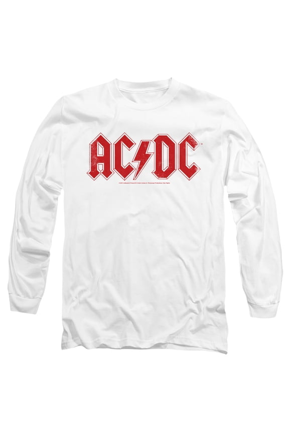 AC/DC Logo Raglan Unisex Adult Long-Sleeve T-Shirt White