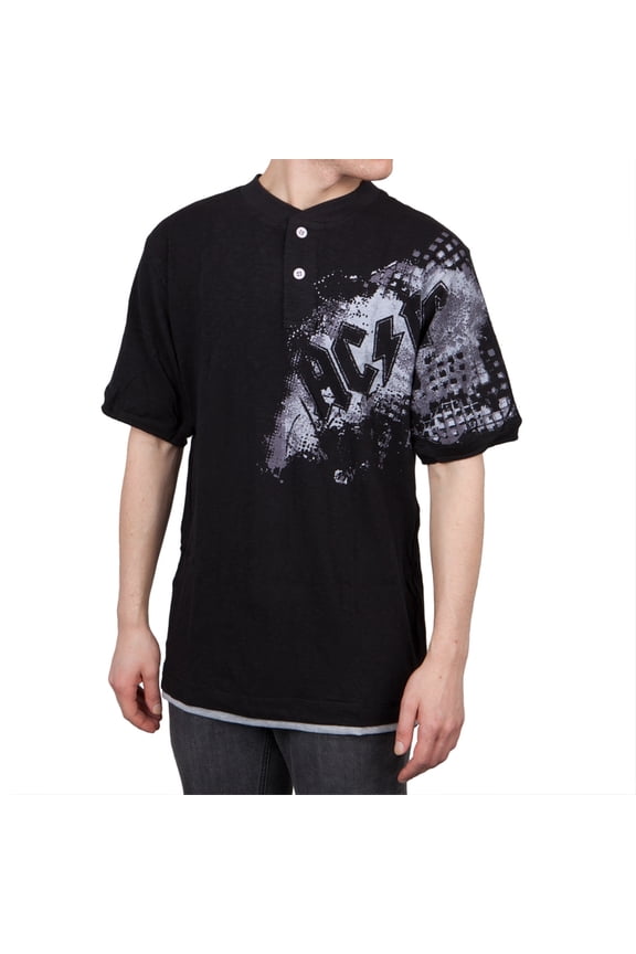 AC/DC - Logo Short Sleeve Henley - Medium