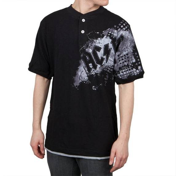 AC/DC - Logo Short Sleeve Henley - Medium
