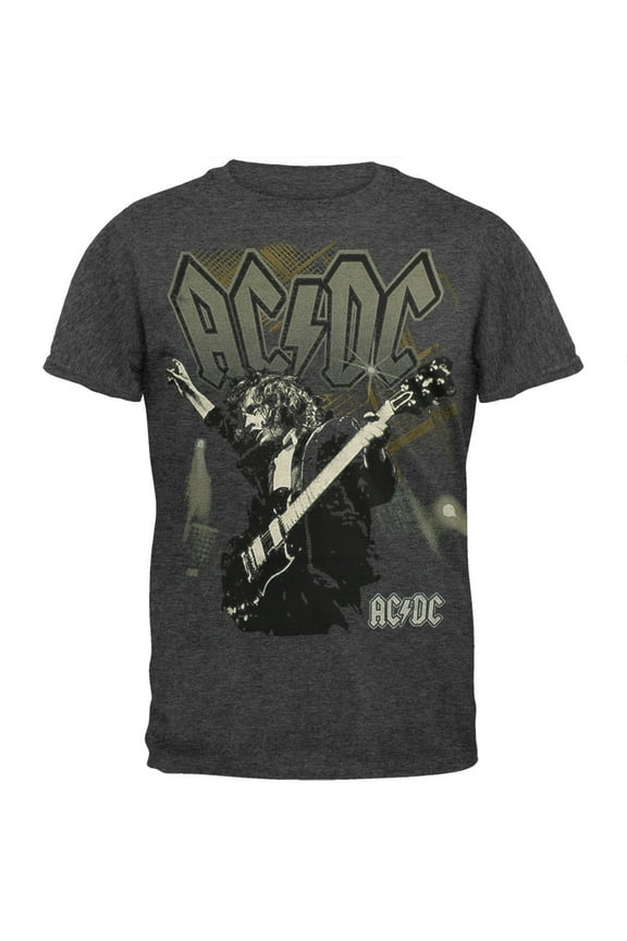 AC/DC Men's Angus Guitar All-Over Grey Short Sleeve T Shirt