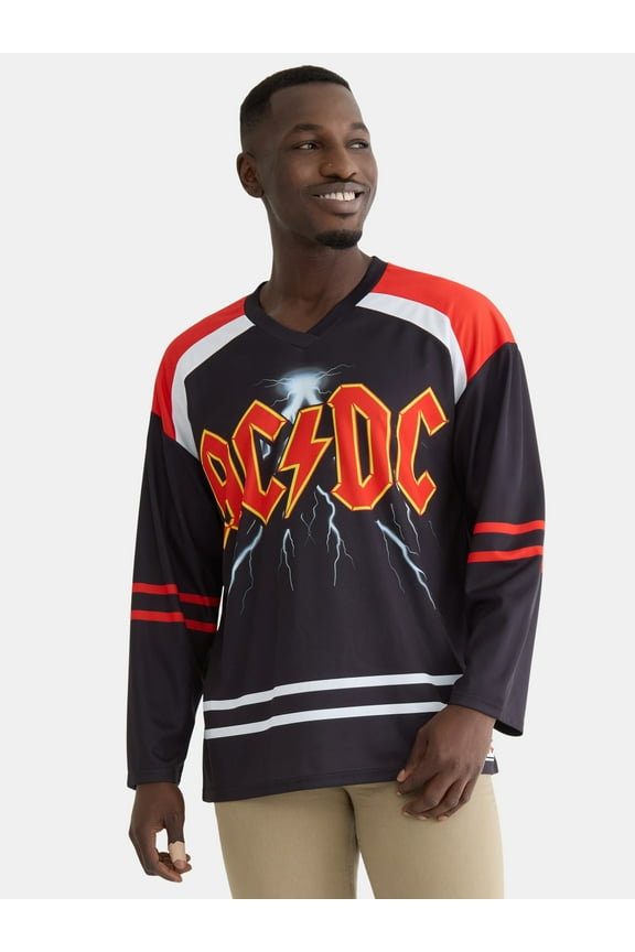 AC/DC Men's & Big Men's Graphic Hockey Jersey with Long Sleeves, Sizes XS-3XL
