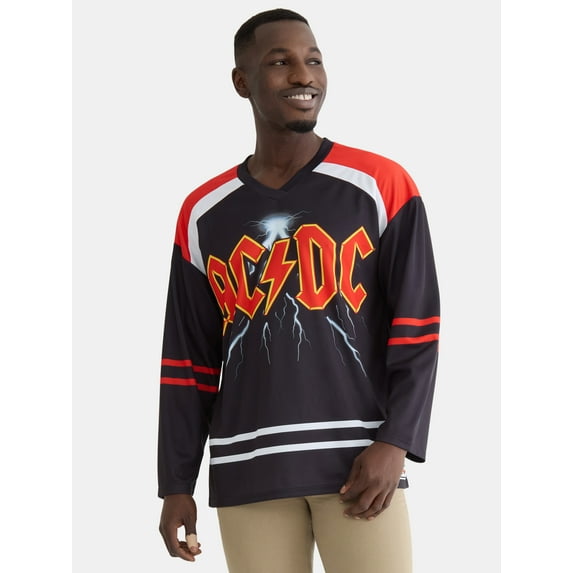 AC/DC Men's & Big Men's Graphic Hockey Jersey with Long Sleeves, Sizes XS-3XL