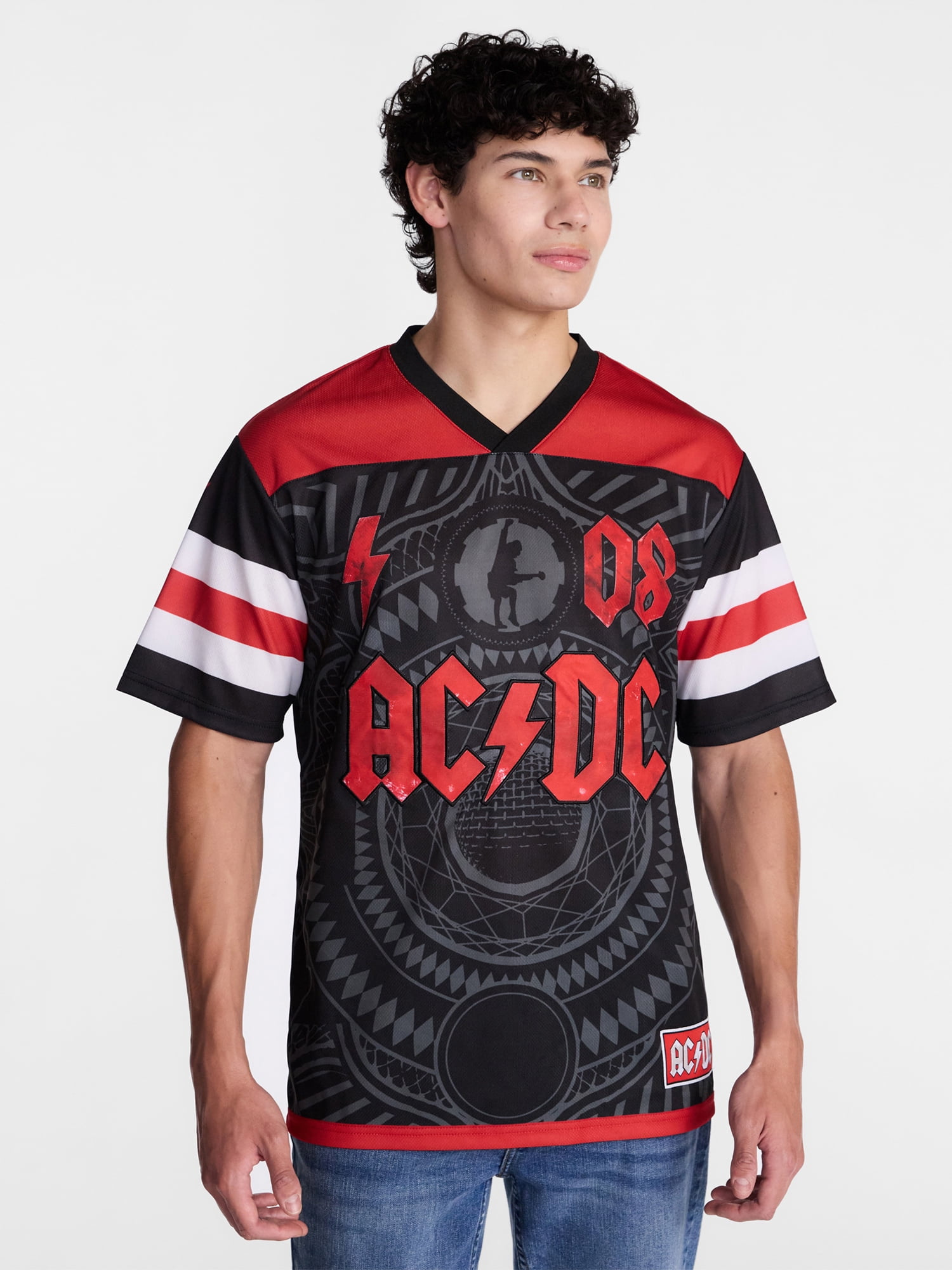 AC/DC Men's and Big Men's Graphic Mesh Soccer Jersey, Sizes XS-5XL