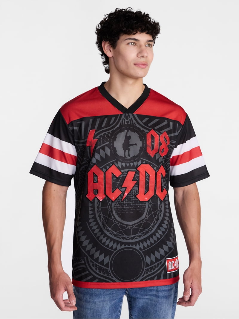 【AC/DC】Tシャツ⑥ Lサイズ AC/DC Men's and Big Men's Graphic Mesh Soccer Jersey, Sizes XS-5XL