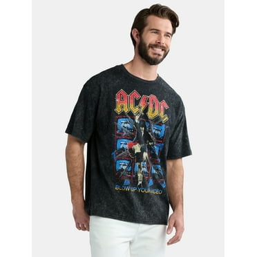 AC/DC Men's & Big Men's Mineral Wash Oversized Graphic Band Tee, Sizes XS-3XL