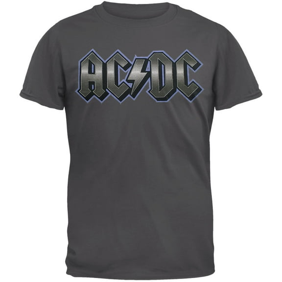 AC/DC Men's Flock Logo Grey Short Sleeve T Shirt