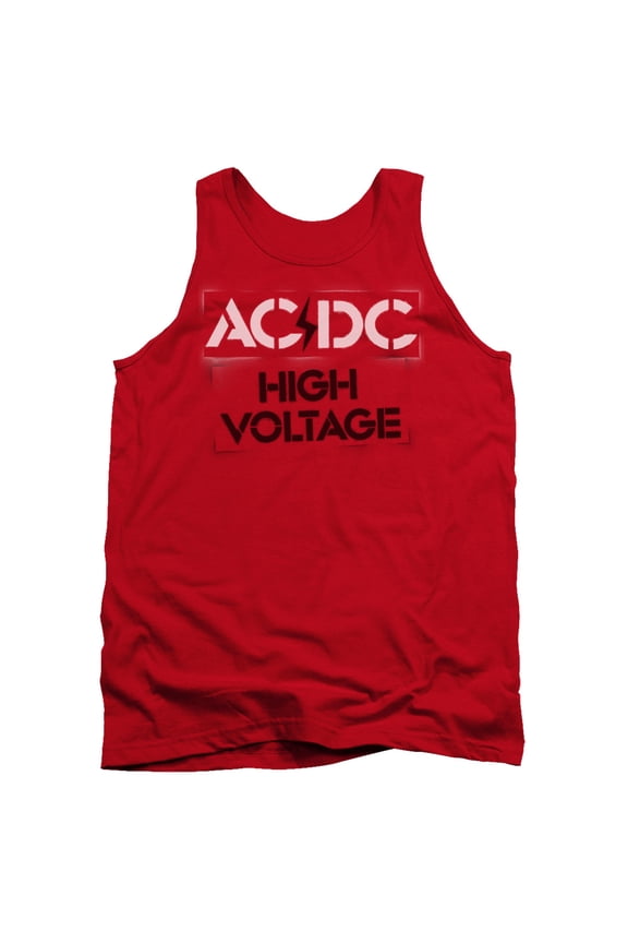 AC/DC Men's High Voltage Stencil Mens Tank Small Red