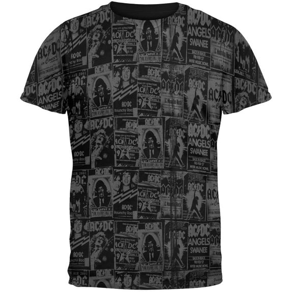 AC/DC Men's Tour Poster Art Black Short Sleeve T Shirt