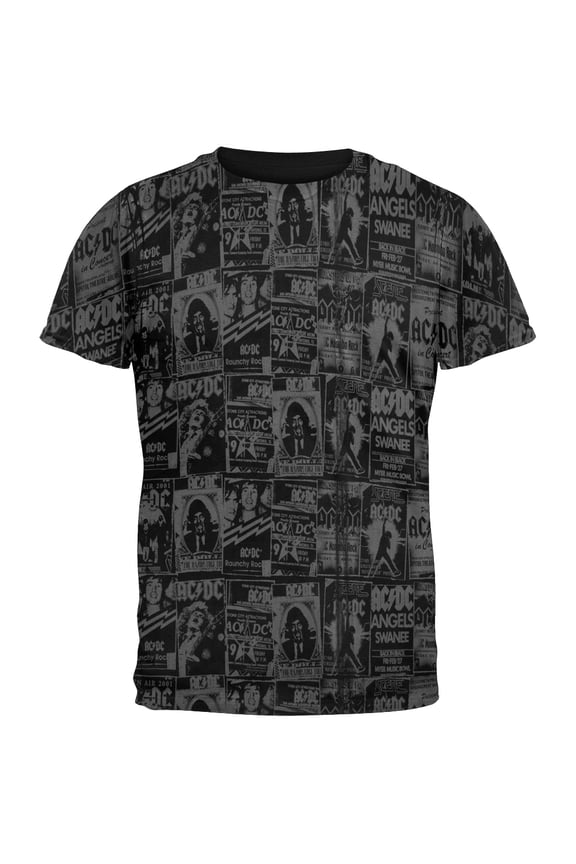 AC/DC Men's Tour Poster Art Black Short Sleeve T Shirt