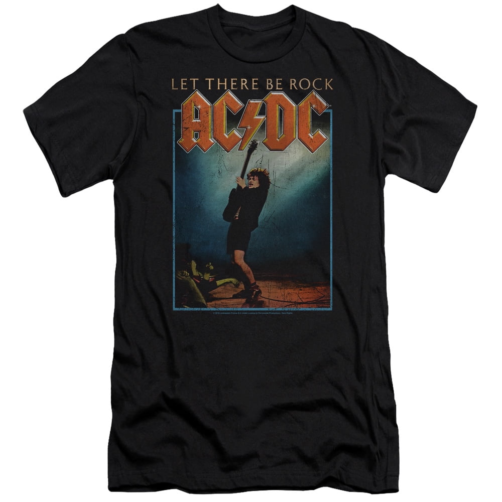 AC/DC Mens Let There Be Rock Canvase Brand Slim Fit T-Shirt Black ...