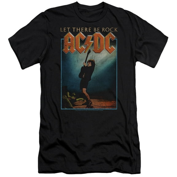 AC/DC Mens Let There Be Rock Canvase Brand Slim Fit T-Shirt Black