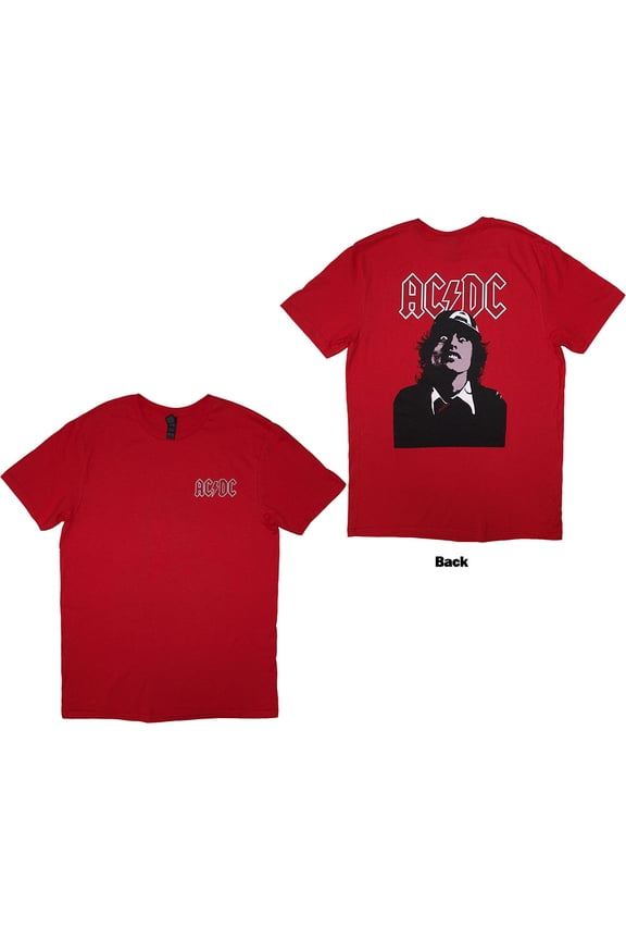 AC/DC Unisex T-Shirt Mini Logo / Lock Up Your Daughters (Red) (Back Print) (Medium)