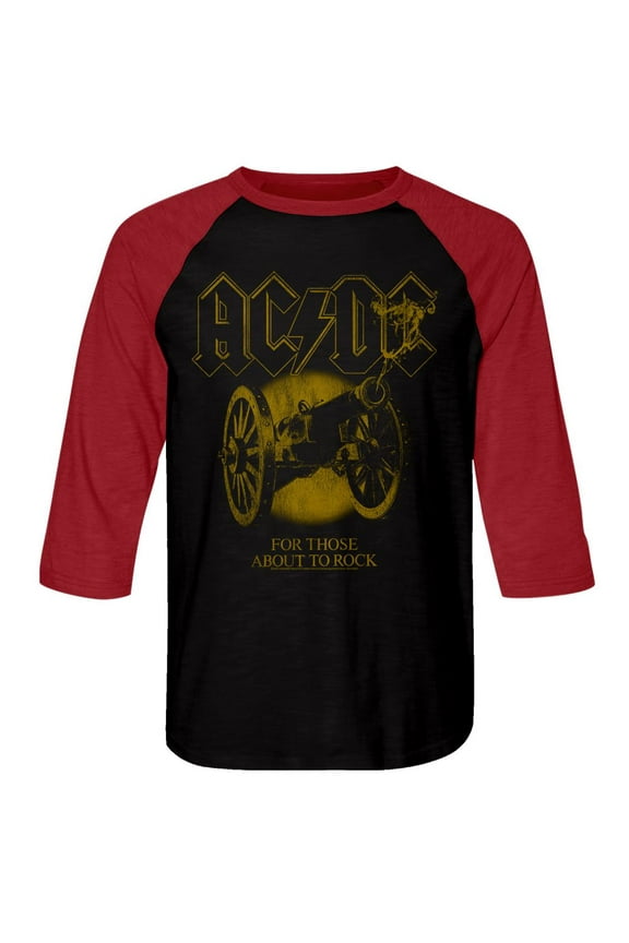 AC/DC Monochrome FTATR Black/Red Adult Raglan T-Shirt