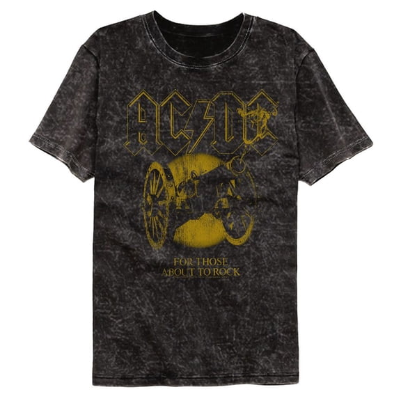 AC/DC Monochrome Ftatr Mineral Wash Black Adult T-Shirt M