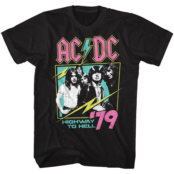 AC/DC Neon Highway Black Adult T-Shirt