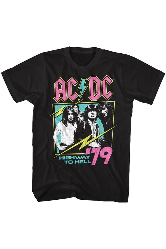 AC/DC Neon Highway Black Adult T-Shirt