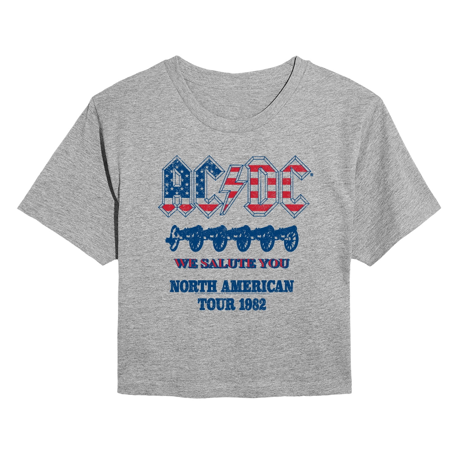AC/DC - North American Tour 1982 - Juniors Cropped Graphic T-Shirt ...