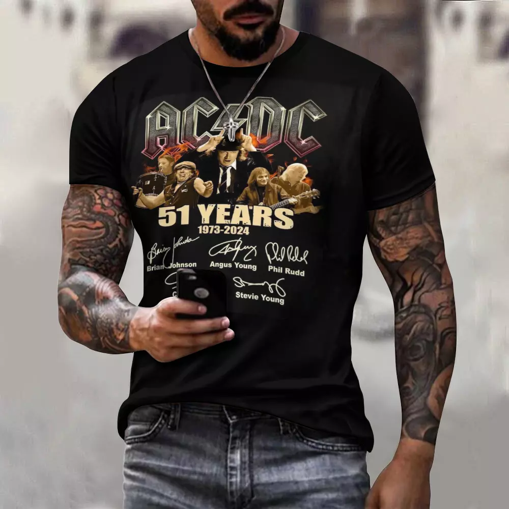 AC/DC PWR Up Tour 2024 Shirt Funny Birthday Black Cotton Vintage Gift