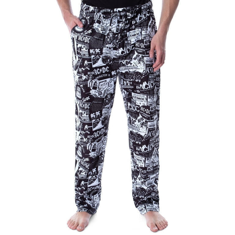 AC/DC Pajama Pants Men's Allover Band Tour Poster Loungewear Sleep Pants 
