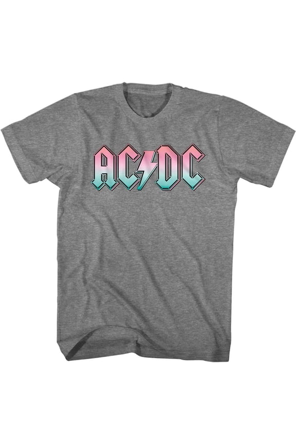 AC/DC Pastel Gradient Logo Graphite Heather Adult T-Shirt 5Xl