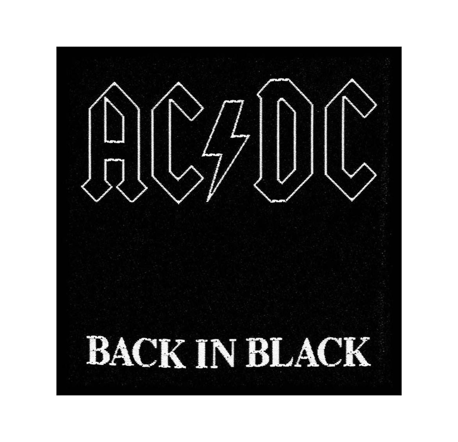 AC/DC Patch Back in Black Band Logo Official woven sew on Black (10 cm ...