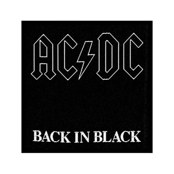 AC/DC Patch Back in Black Band Logo Official woven sew on Black (10 cm x 10 cm)