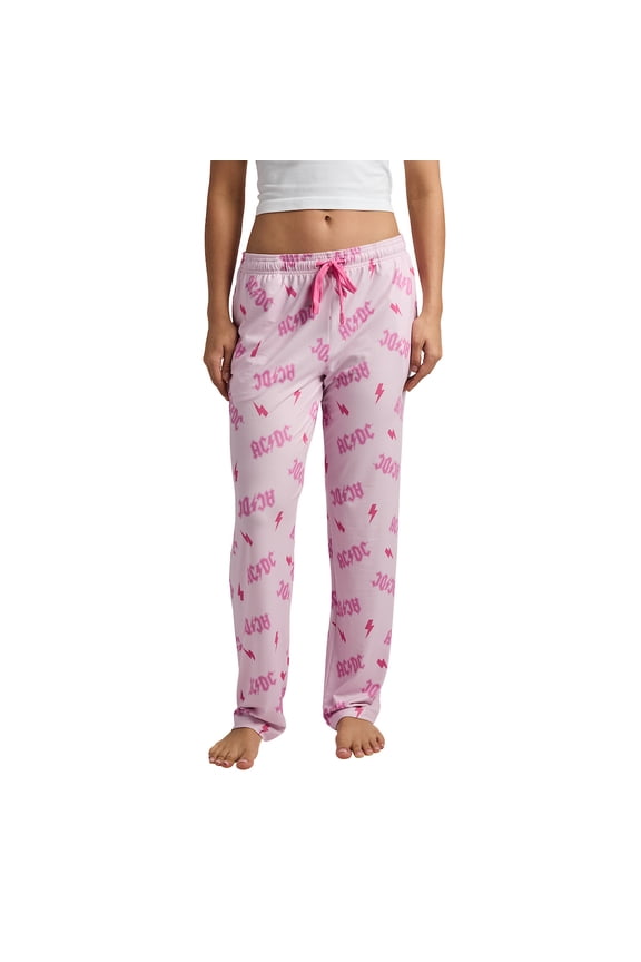 AC/DC Pink All-Over Print Women's Sleep Pajama Pants -Medium