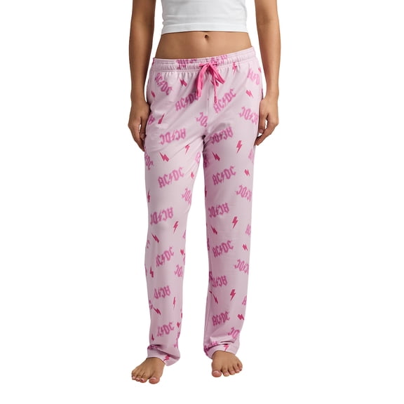 AC/DC Pink All-Over Print Women's Sleep Pajama Pants -Small