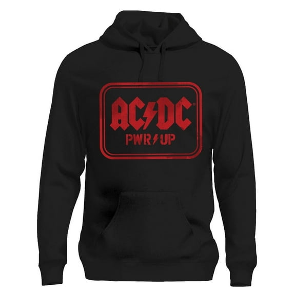 AC/DC Power Up Hoodie Red Jagged Logo Rock & Roll Band Sweatshirt for Men Hoodie Large Black