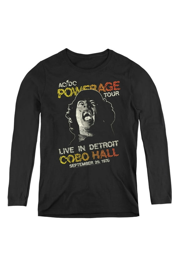 AC/DC Powerage Tour Women's Long Sleeve T-Shirt Black