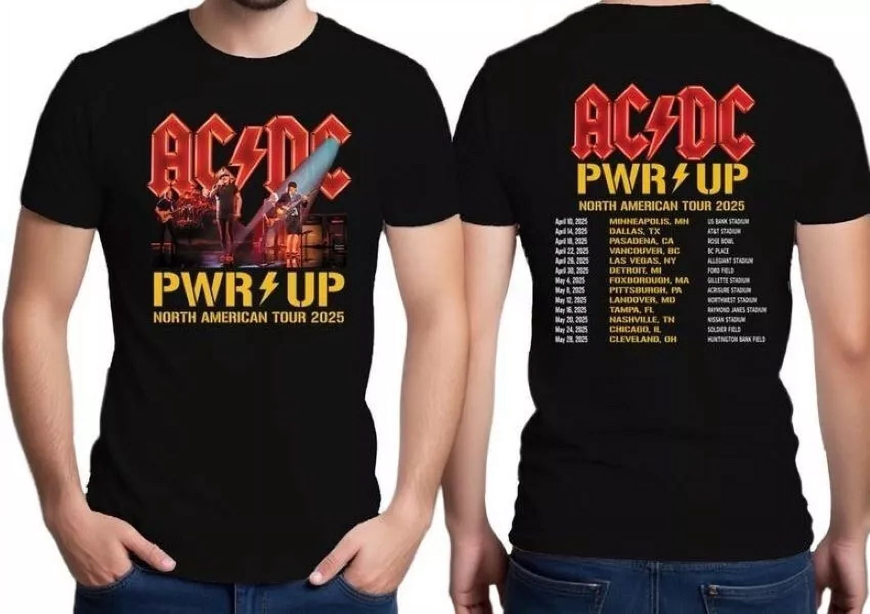 AC.DC Pwr Up North American Tour 2025 T-Shirt Rock Concert Band For Fan ...