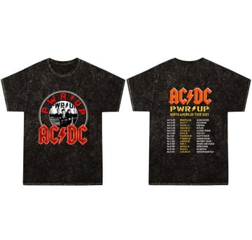 AC.DC Pwr Up World Tour 2025 Unisex Mineral Wash Tshirt, Rock Band AC ...