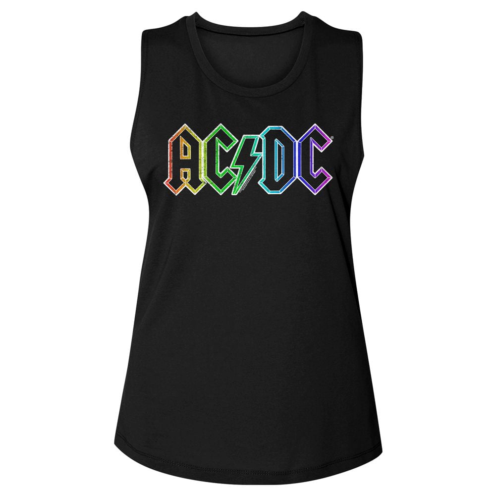 AC/DC Rainbow Logo Black Ladies Muscle Tank L - Walmart.com
