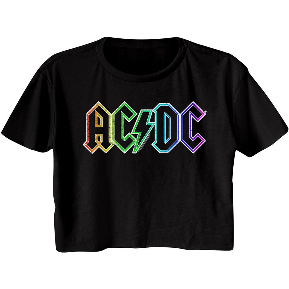 AC/DC Rainbow Logo Black Women's Festival Cali Crop T-Shirt - Walmart.com
