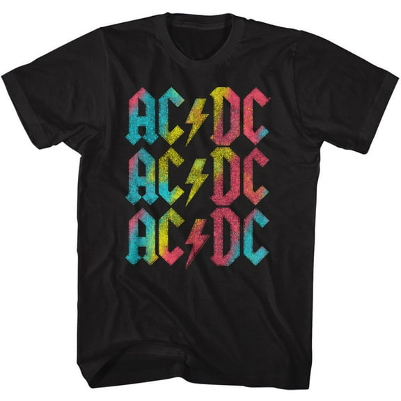 AC/DC Rainbow Repeat Black Adult T-Shirt Xlt
