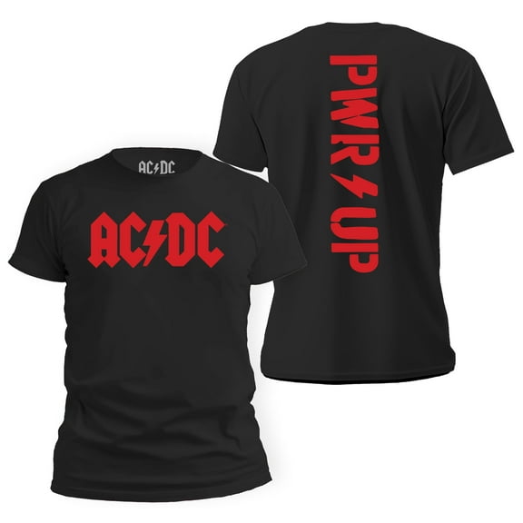 AC/DC Red Jagged Logo Band Power Up Back and Front Tee for Men T-Shirt Medium Black