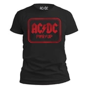 AC/DC Red Jagged Logo Band Power Up Rock n Roll Tee for Men T-Shirt Medium Black
