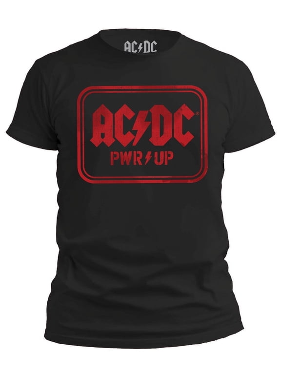 AC/DC Red Jagged Logo Band Power Up Rock n Roll Tee for Men T-Shirt X-Large Black