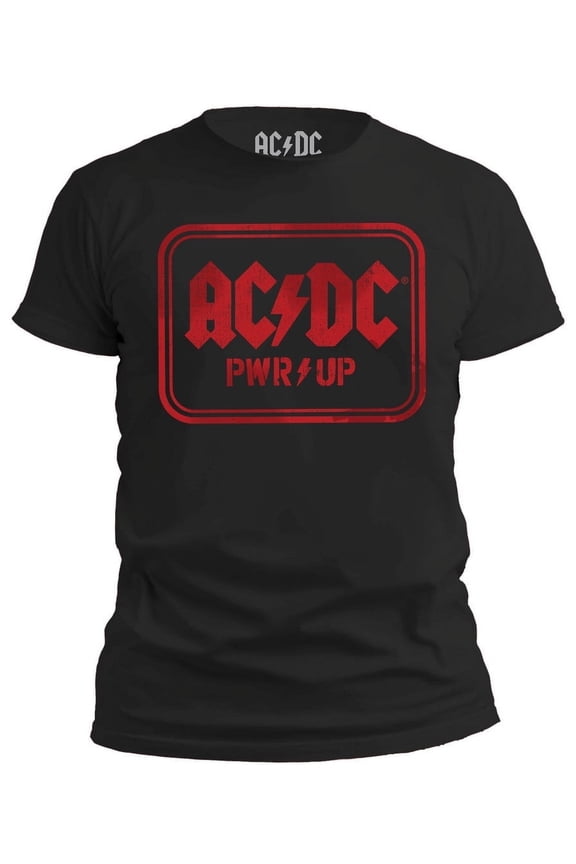 AC/DC Red Jagged Logo Band Power Up Rock n Roll Tee for Men T-Shirt XX-Large Black