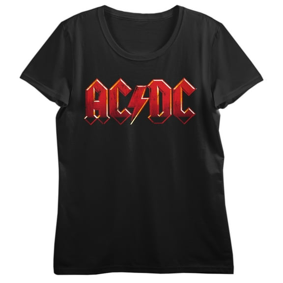 AC/DC Red Logo Women's Black Crew Neck Short Sleeve T-shirt-XS