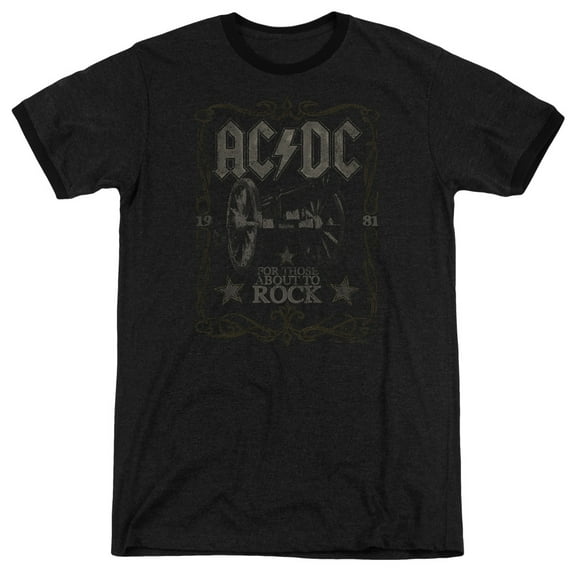 AC/DC Rock Label Adult Ringer T-Shirt Black