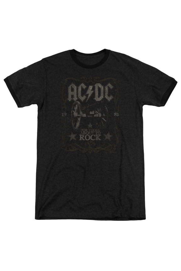 AC/DC Rock Label Adult Ringer T-Shirt Black
