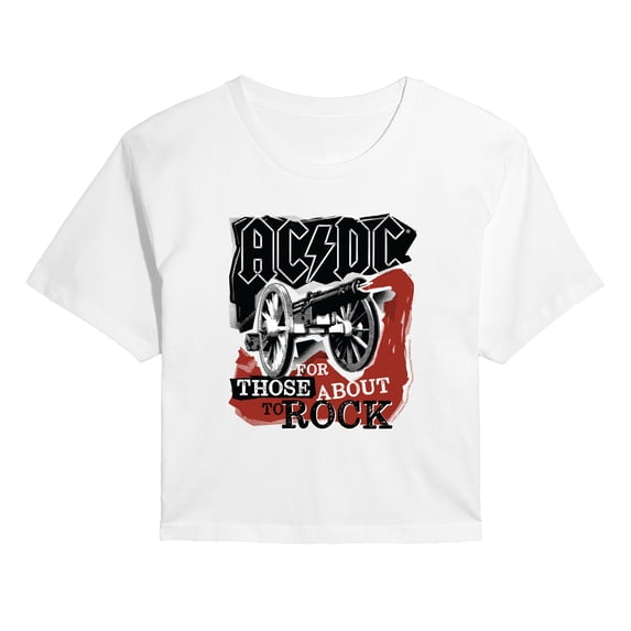 AC/DC - Rock Strokes - Juniors Cropped Graphic T-Shirt