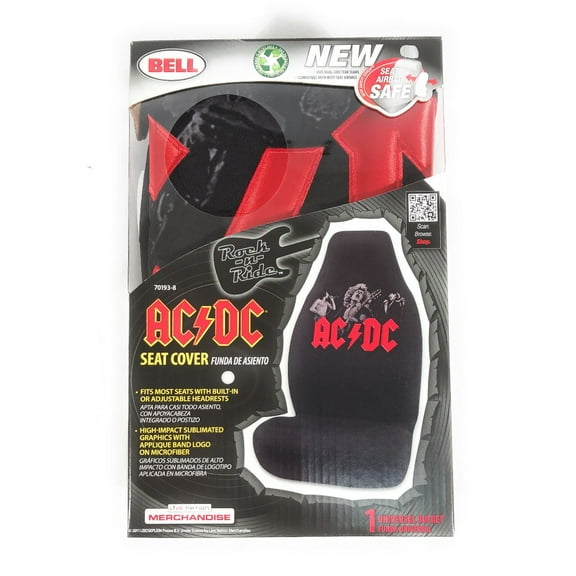 AC/DC Rock n' Roll Car Seat Cover - Fits most bucket seats with built-in or adjustable headrests