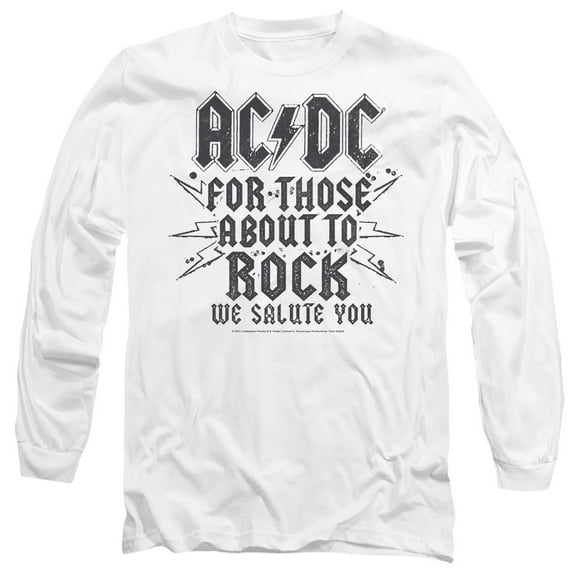 AC/DC Salute Unisex Adult Long-Sleeve T-Shirt White