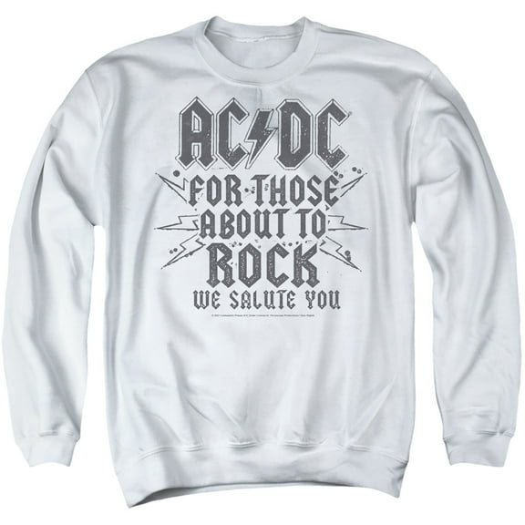 AC/DC Salute Unisex Adult Pull-Over Sweatshirt White