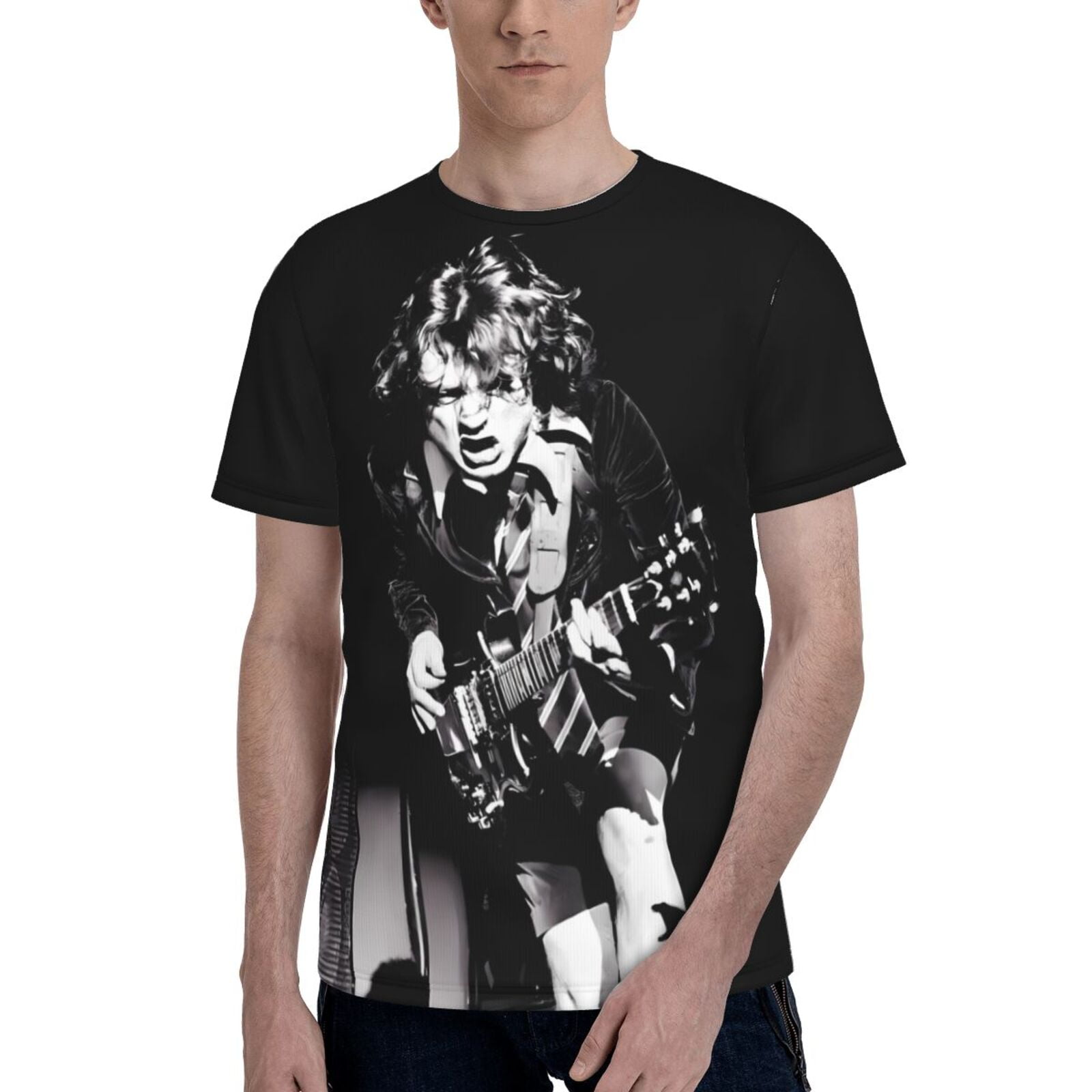 AC-DC T-Shirts Short Sleeve Crew Neck Plain Novelty T Shirt For Men XL ...