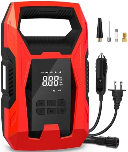 AC/DC Tire Inflator Portable Air Compressor, Dual Power for Home 110V ...