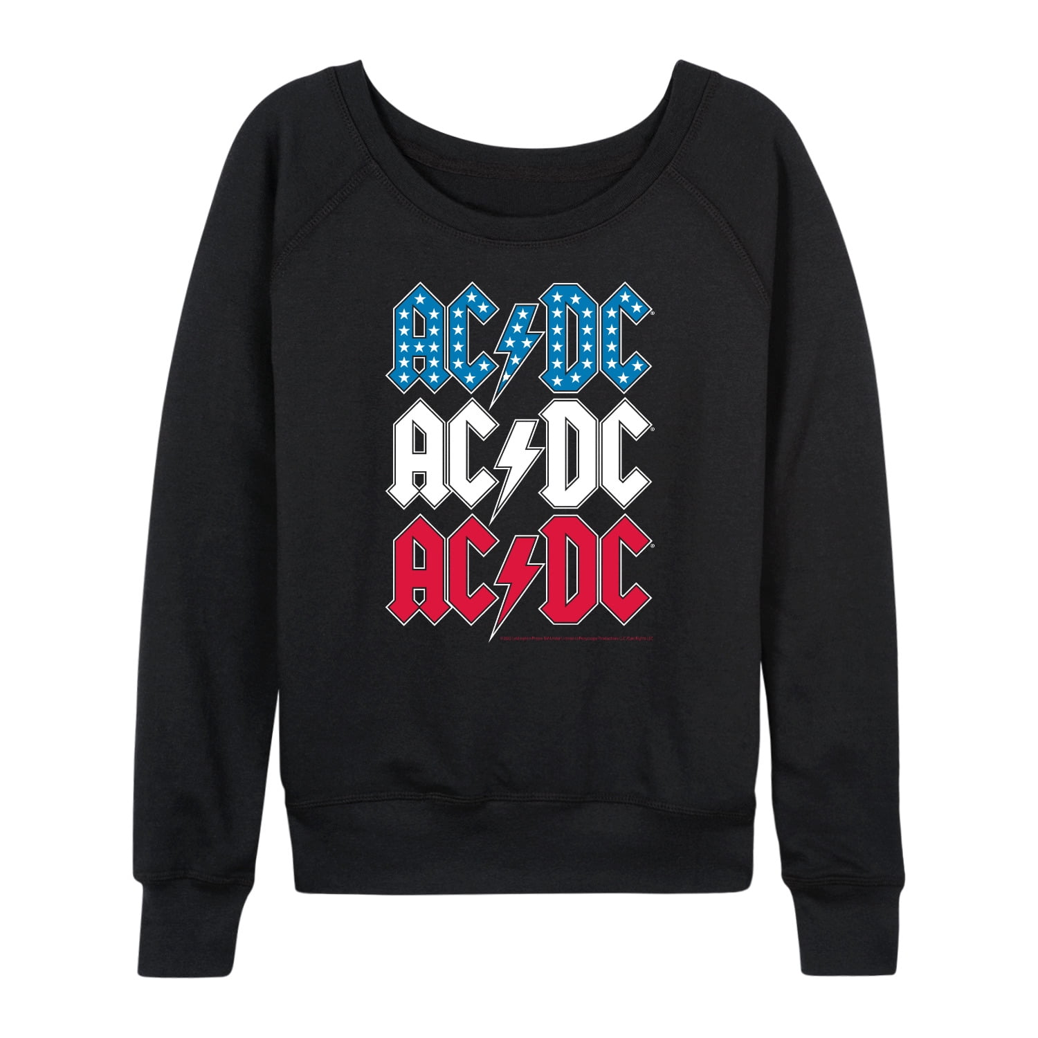 AC/DC - USA Stack - Women's French Terry Long Sleeve Pullover - Walmart.com